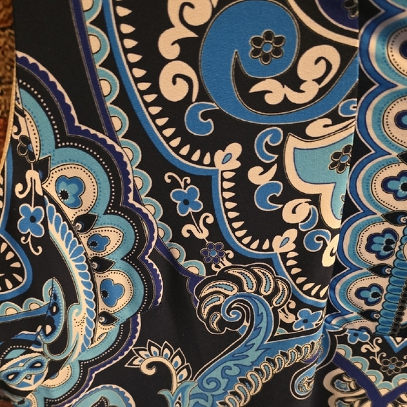 Allison Daley Black and Blue Paisley Sleeveless Midi Dress, Sz 18 - Picture 6 of 8